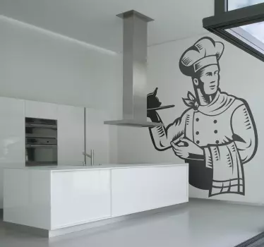 Sticker chef cuisinier plateau - TenStickers