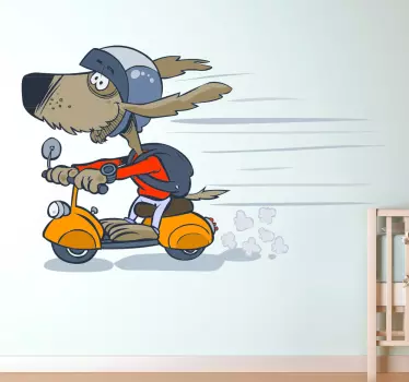 Sticker chien en scooter - TenStickers