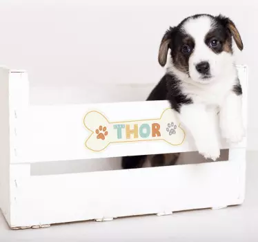 Sticker chien prénom pour niche personnalisable - TenStickers