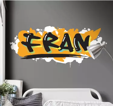 Sticker chambre ado nom de graffiti orange - TenStickers