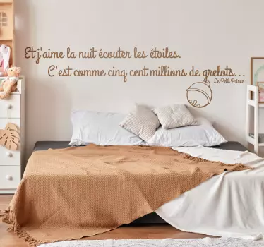 Sticker chambre enfant citation en français Petit Prince étoiles - TenStickers