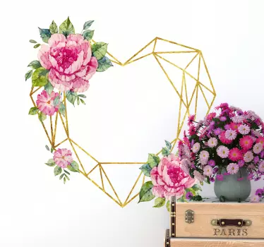Sticker amour coeur 3D fleurs - TenStickers