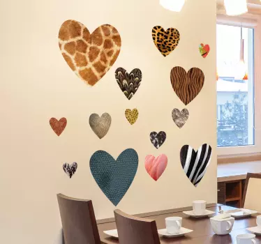 Sticker amour pack de cœurs motif animaux sauvages - TenStickers