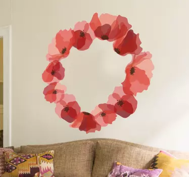 Sticker coquelicots couronne - TenStickers