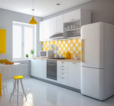 Sticker cuisine carreaux couleur unie - TenStickers