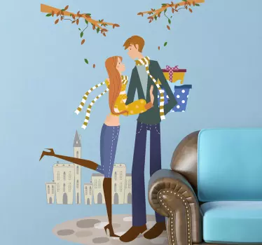 Sticker couple baiser automnal - TenStickers