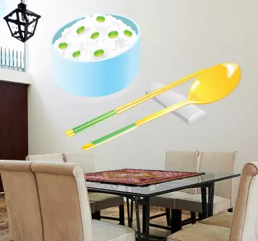 Sticker couverts bol de riz - TenStickers