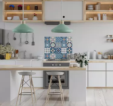 Sticker cuisine crédence motif carrelage en mosaïque - TenStickers