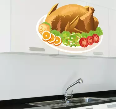 Sticker cuisine assiette poulet - TenStickers