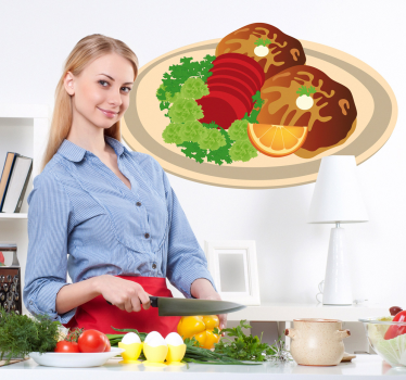 Sticker cuisine assiette viande - TenStickers