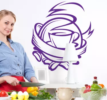 Sticker cuisine cafetière - TenStickers