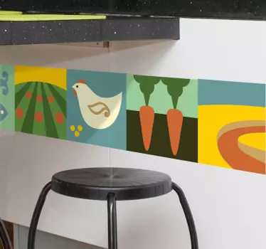 Frise murale adhésive cuisine bio - TenStickers