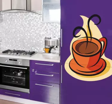 Sticker cuisine illustration café fumant - TenStickers
