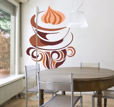 Sticker salle à manger illustration capuccino - TenStickers