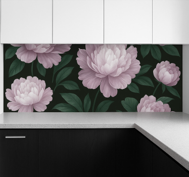 Sticker cuisine motif pivoine - TenStickers
