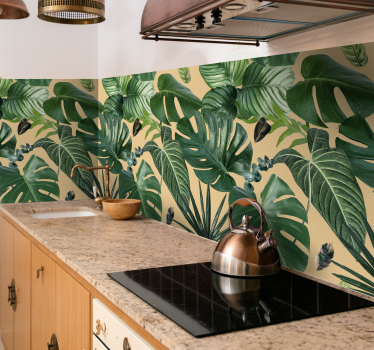 Sticker cuisine motif plantes tropicales - TenStickers