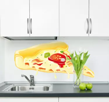 Sticker cuisine part de pizza margharita - TenStickers