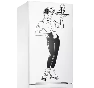 Sticker cuisine serveuse en patins - TenStickers