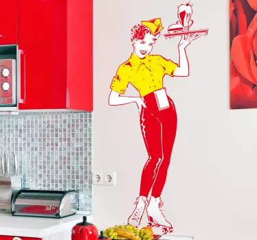 Sticker cuisine serveuse pop - TenStickers