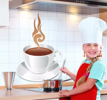 Sticker cuisine tasse café brillante - TenStickers