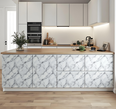 Sticker cuisine texture de marbre blanc et gris - TenStickers