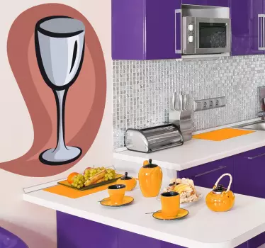 Sticker cuisine verre de vin - TenStickers