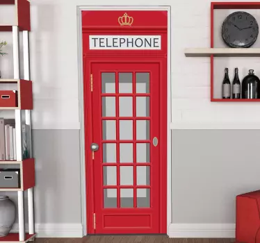 Sticker porte cabine téléphonique rouge - TenStickers