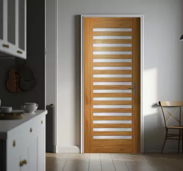 Sticker porte effet bois avec ouvertures - TenStickers
