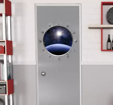 Sticker porte original effet optique vue univers - TenStickers