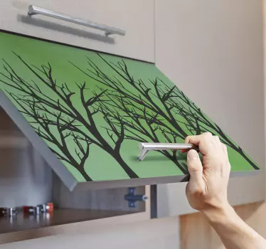 Sticker deco Meuble arbre sur fond vert - TenStickers