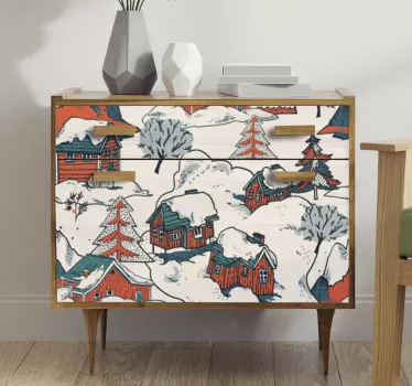 Adhésif meuble nature chalets à la montagne - TenStickers
