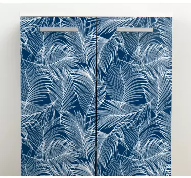 Sticker Meuble Feuilles bleues avec contour blanc - TenStickers