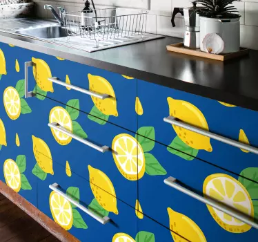 Adhésif meuble main dessin des citrons - TenStickers