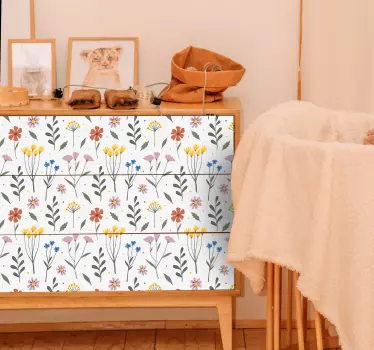 Sticker Meuble fleurs multicolores de jardin - TenStickers