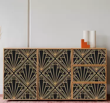 Adhésif meuble art déco doré et noir - TenStickers
