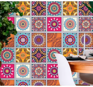 Sticker déco motifs de mosaïque colorés - TenStickers