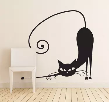 Sticker décoratif chat s'étirant - TenStickers