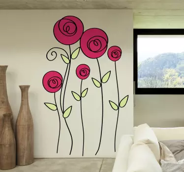 Sticker décoratif illustration roses - TenStickers