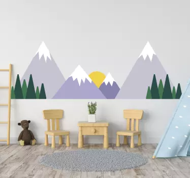Sticker mural nature paysage montagnes enneigées - TenStickers