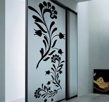 Sticker porte floral monochrome - TenStickers