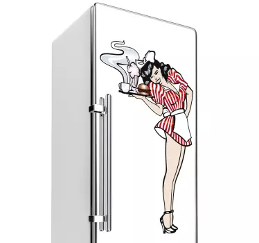 Sticker frigo serveuse style rétro - TenStickers
