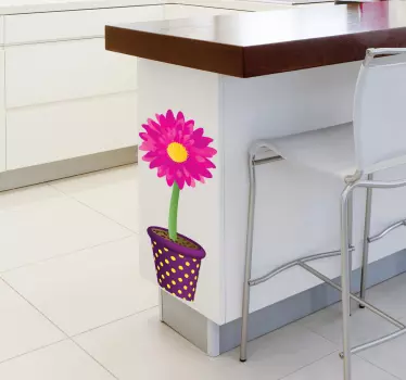 Sticker décoratif tournesol rouge dans son pot - TenStickers