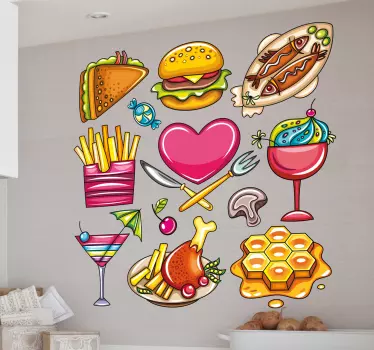 Sticker dessins repas divers - TenStickers