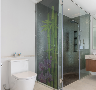 Sticker paroi de douche salle de bain bambou et roseaux - TenStickers