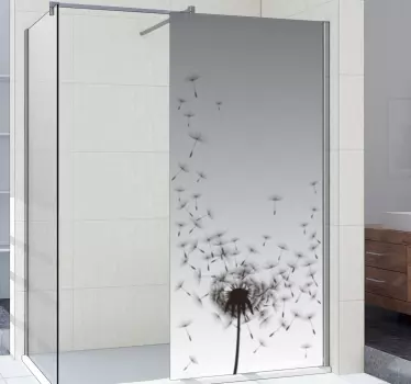 Sticker paroi de douche salle de bain pissenlit - TenStickers