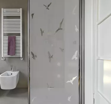 Sticker douche translucide avec oiseaux - TenStickers