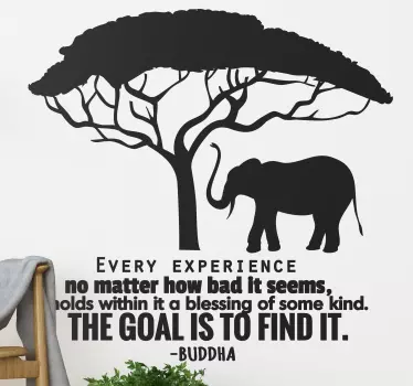 Sticker mural nature éléphant citation Bouddha - TenStickers
