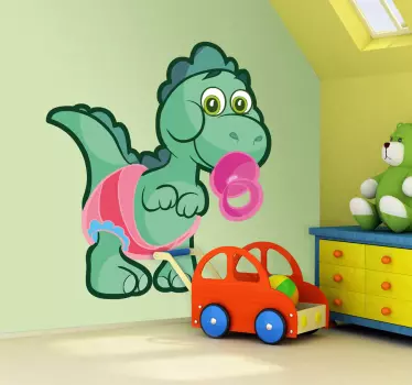 Sticker chambre bébé dinosaure vert - TenStickers