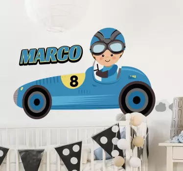 Sticker enfant formule un avec prénom - TenStickers