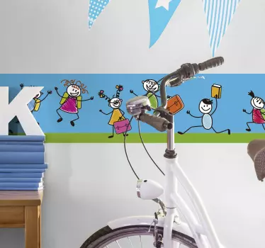 Frise murale adhésive enfant en route pour l'école - TenStickers